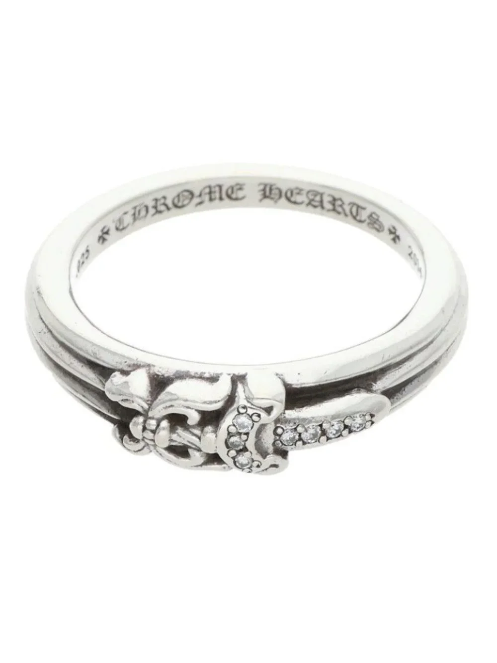 Chrome Hearts Baby Clsc P D Classic Dagger Pave Diamond Silver Ring